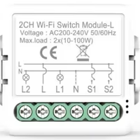 Module d'interrupteur intelligent 2 voies pour bricolage ADS-W2 3A 100-240V, compatible Wi-Fi, utilisation domestique, application Smart Life, sans neutre