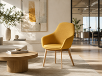 Chaise de bureau ATWOKA en tissu avec pieds en bois, chaise d'invité moderne pour salle de réunion