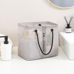 Cesta de almacenamiento para baño, organizador de artículos de tocador portátil, rectangular, de malla de nailon, impermeable, para uso en viajes y baño - Product Image 4