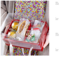 Coffret cadeau rectangulaire, en papier, avec couvercle transparent, pour gâteaux à fleurs, noël, nouvel an, rose, Rectangle, coffret cadeau, en Stock imei