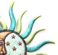 Ornement de salon soleil et étoile visage décoration fer métal tenture murale artisanat