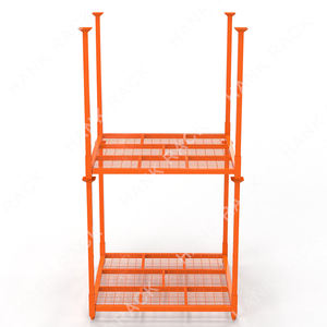 OEM ODM Durable 4 Columna de metal y acero Plegable Palet Racking Almacén DE SEGURIDAD Estante de apilamiento con cubierta de malla de alambre - Product Image 6