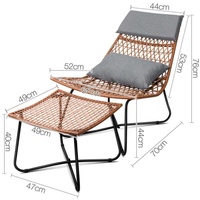 Fauteuil de salon d'extérieur moderne avec repose-pieds en rotin PE tressé, ensemble de meubles de patio, fauteuil de jardin tissé à la main avec coussin pour jardin