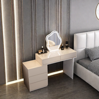 Table de toilette moderne en bois de luxe personnalisée pour filles avec miroir sur pied à LED, tiroirs, design de panneau pour hôtel et salon