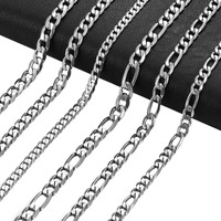 Chaîne Figaro en acier inoxydable étanche, collier de couleur argent de haute qualité, bijoux à la mode pour hommes et femmes, cadeau de noël