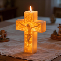 DM1295 Grand moule en silicone pour bougie en cire de soja, statue de Jésus en croix, sculpture de buste de croix à fleurs de style européen antique, moule en résine époxy