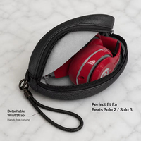 Étui pour écouteurs Beats Solo2, sac de transport rigide en cuir PU, boîte de rangement portable à fermeture éclair avec sangle de poignet