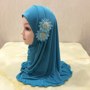 2026 Dubai Islamischer Traditioneller Einfarbiger Satin-Baumwoll-Hijab Ethnische Schals Kopftuch für Mädchen im Alter von 2-7 Jahren mit 2 - Product Image 6