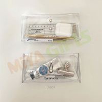 Étui à stylos personnalisé transparent, rangement pour stylos, autocollant, porte-crayons, étui de rangement minimaliste en plastique transparent avec cordon élastique