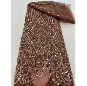 Vente directe, prix raisonnable, dentelle nigériane avec paillettes et perles, motifs <span class=keywords><strong>Aso</strong></span> <span class=keywords><strong>Oke</strong></span> pour les femmes nigérianes, vêtements de fête - Product Image 4