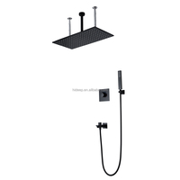 HIDEEP – ensemble de douche à Led, puissance d'eau 24x12 pouces, grande taille, jets de pluie montés au plafond, système de douche noir mat