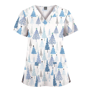 Unisex enfermería Scrub Top camisa personalizada 2025 Halloween Navidad impreso Denim para clínica dentista enfermera conjunto precio barato - Product Image 3