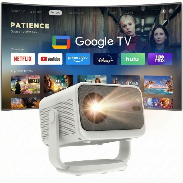 Official Licensed Google TV Projector GTV 4K Smart Auto Focus 4D Keystone Dual WiFi 5.0 Netflix Certified Home Theater