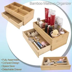 <strong>Wood</strong> Love Theme Painted Multi-Function Reusable Cosmetic Storage Organizer Box with Drawer for Vanity <strong>Desk</strong> - Product Image 5