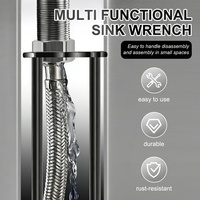 Clé multifonctionnelle pour lavabo en acier au carbone, clé de robinet, clé à tuyaux de plomberie, kit de réparation pour lavabo de salle de bain et cuisine, outils de quincaillerie