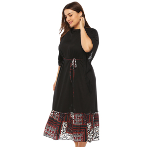 All'ingrosso Plus Size <span class=keywords><strong>abito</strong></span> Vintage manica <span class=keywords><strong>a</strong></span> <span class=keywords><strong>pipistrello</strong></span> cravatta lunga <span class=keywords><strong>abito</strong></span> Casual - Product Image 4