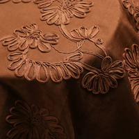Tissu en daim brodé à cordon enroulé pour vêtements, sacs, oreillers et rembourrage de canapé