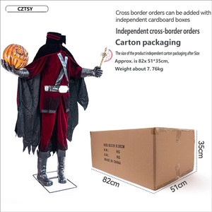 CZTSY <span class=keywords><strong>Halloween</strong></span> Grande figurine de chevalier <span class=keywords><strong>citrouille</strong></span> sans tête électrique avec capteur de mouvement, matériaux variés, pour adultes, pour maison hantée et divertissement - Product Image 5