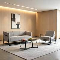 Ensemble de fauteuils de détente modernes à cadre métallique, forme carrée, revêtement en tissu, pour bureau, appartement ou hôtel