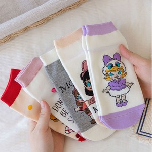 Calcetines tobilleros de punto de dibujos animados para mujer, calcetines náuticos de algodón antibacterianos, venta al por mayor, otoño e invierno, 2017 - Product Image 2