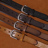 Ceinture classique vintage en cuir de vachette de qualité supérieure avec boucle ardillon en alliage, légère, durable, tendance, polyvalente, style rétro littéraire, largeur 2,8 cm