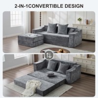 Sofá Seccional Modular en Forma de L de Dos Plazas con Cama, Diseño Plegable, Tapizado en Tela Ecológica Moderna para Sala de Estar