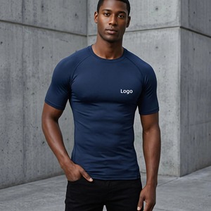 Custom Design OEM Quick Dry <b>Polyester</b> Activewear Embroidery Short Sleeve Elastic Four Way Stretch Spandex Sportswear Gym <b>Tshirt</b> - Product Image 1