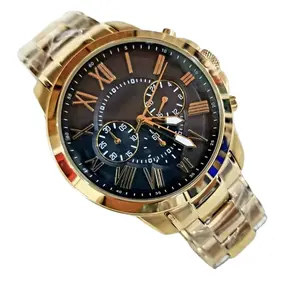 FS1353メンズクォーツ時計ステンレススチール時計メタルストラップ付き男性用クロノグラフ腕時計relojオリジナルボックス