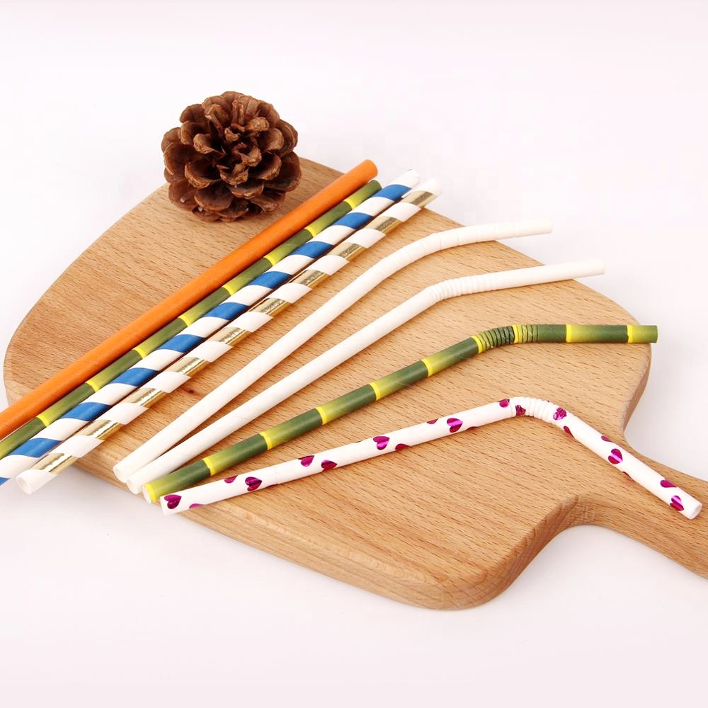 Hot Selling Disposable Biodegradable Eco Paper Straw Printing Party Straw