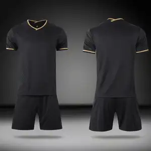 2020 Club Team Populaire Goede Kwaliteit Zwart Goud Voetbal Jersey Set
