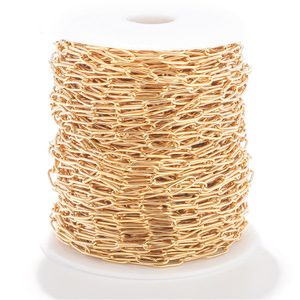 Chaîne ovale en acier doré de 4 mm, fil rond, chaîne trombone, apprêts pour la fabrication de colliers, rouleau H1193 - Product Image 1