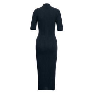 Vestido Maxi de Punto OEM de Moda para Mujer, Cuello Alto, Manga Corta, Silueta Ceñida, Casual, Transpirable, Sencillo, Liso, Verano - Product Image 6