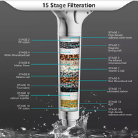 Pommeau de douche haute pression à 3 modes de pulvérisation, pommeau de douche à main filtré avec filtre adoucisseur d'eau à 15 niveaux