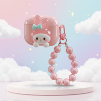 Étui pour écouteurs Airpods 1 2 3 4 Pro 2 3 en TPU écologique antichoc avec bracelet perlé, motif lapin, grenouille, chiot