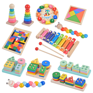 Blocchi di Costruzione Montessori in Legno e Plastica, Giocattoli Educativi Prescolari, Puzzle di Abbinamento Colori e Forme per Bambini e Bambine - Product Image 1