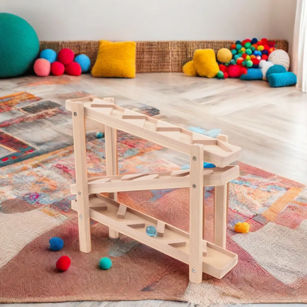 Vente chaude en bois marbre course piste blocs de construction enfants labyrinthe balle rouleau jouets jeux pour enfants