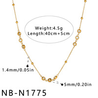 Collier délicat et élégant en acier inoxydable avec breloque ronde en zircon et perles espacées, bijoux haut de gamme TGXL15398