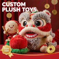 Jouets en peluche personnalisés Danse du Lion OEM ODM, Poupées en peluche Tambour et Kaki pour festivals chinois, Vente en gros