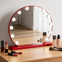 Professional Freestanding Metal+Glass LED Vanity Mirror 12 Bulbs Dimmable Magnifying Touch Control Personalized Makeup Dressing