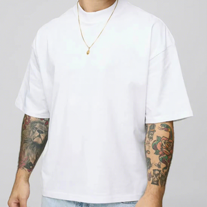 เสื้อยืดทรงโอเวอร์ไซส์ทรงบ็อกซี่ แขนเสื้อแบบดรอปโชว์เดอร์ ทรงหลวม ผ้าคอตตอนหนา สตรีทแวร์ โลโก้ด้านหน้า แห้งเร็ว ระบายอากาศได้ดี น้ำหนัก 220 กรัม สำหรับส่งออก - Product Image 1