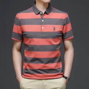 2021 Fashion high quality thick stripes men polo shirts 100% cotton fabric