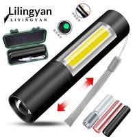 Lampe torche LED transfrontalière haute intensité, rechargeable, batterie au lithium, alliage d'aluminium, multi-usages, longue portée, portable