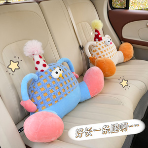 Coussin de nuque ergonomique pour appuie-tête de voiture, motif petit monstre mignon, avec rembourrage en PP, support lombaire confortable pour siège auto - Product Image 2