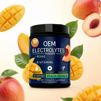 Poudre d'électrolytes pour adultes OEM 486g saveur pêche-mangue BCAA Vitamines B Créatine 90 portions Complément alimentaire sportif pour l'hydratation