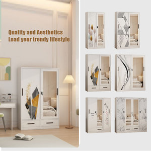 Tủ quần áo bằng thép, tủ đựng đồ gia dụng, tủ quần áo in hình, tủ quần áo có 4 cánh cửa và ngăn kéo - Product Image 2