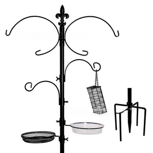 Kit de estación de alimentación de pájaros de hierro con <span class=keywords><strong>soporte</strong></span> automático de tipo enchufe, alimentador de Suet de Metal colgante, baño de pájaros para atraer pájaros salvajes - Product Image 1