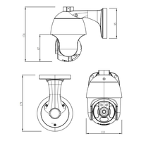 Caméra IP PTZ POE miniature avec zoom numérique 3x, alarme de lampe torche rouge et bleue, CMOS IMX335 6MP, avec audio bidirectionnel et emplacement pour carte SD