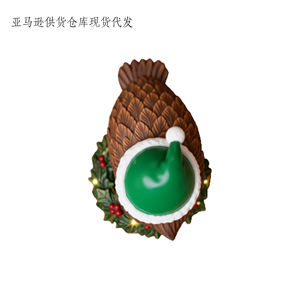 Hibou de Noël artisanal en polyrésine personnalisé avec bonnet de Père Noël et <span class=keywords><strong>guirlande</strong></span> <span class=keywords><strong>LED</strong></span> - Décoration couronne de baies pour cadeaux de fêtes aux États-Unis/UE - Product Image 4