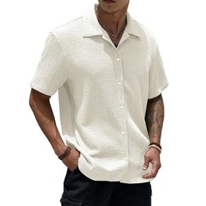 Chemise boutonnée unie pour homme, nouvelle collection été, confortable, respirante, coupe décontractée, vente en gros - Product Image 1