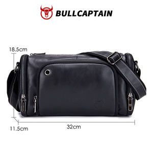 BULLCAPTAIN Men's Cowhide <b>Leather</b> Messenger Bags Laptop <b>Briefcase</b> Satchel Crossbody Bag Men Business Travel Casual Shoulder Bag - Product Image 6